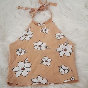 Forever 21 Nude floral halter top